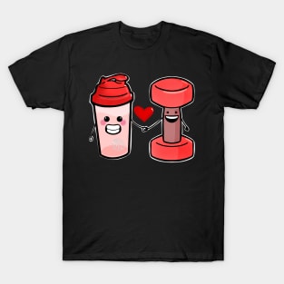 Cute Protein Shaker And weights Valentines Day T-Shirt